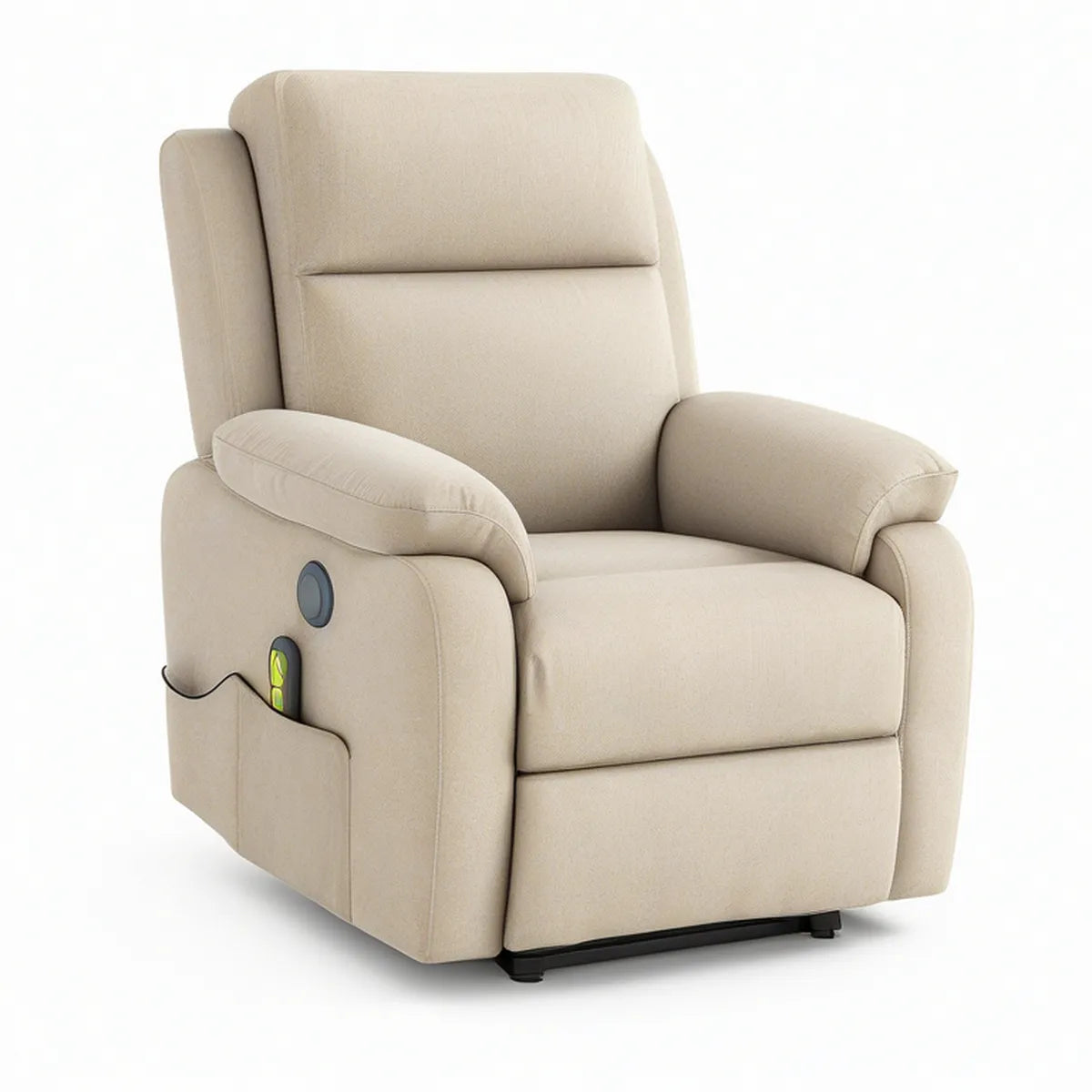 Elektrisch verstellbarer Relaxsessel mit Liegefunktion, USB-Anschluss, Beige/Schwarz, 90 x 96 x 103 cm