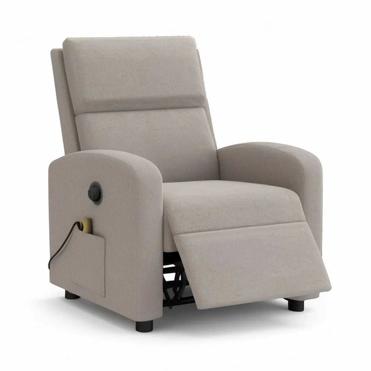Elektrischer TV-Relaxsessel mit verstellbarer Rückenlehne und Fussstütze, Beige/Schwarz, 84 x 91 x 103 cm