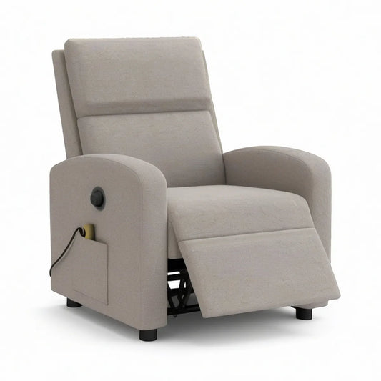 Elektrischer TV-Relaxsessel mit verstellbarer Rückenlehne und Fussstütze, Beige/Schwarz, 84 x 91 x 103 cm