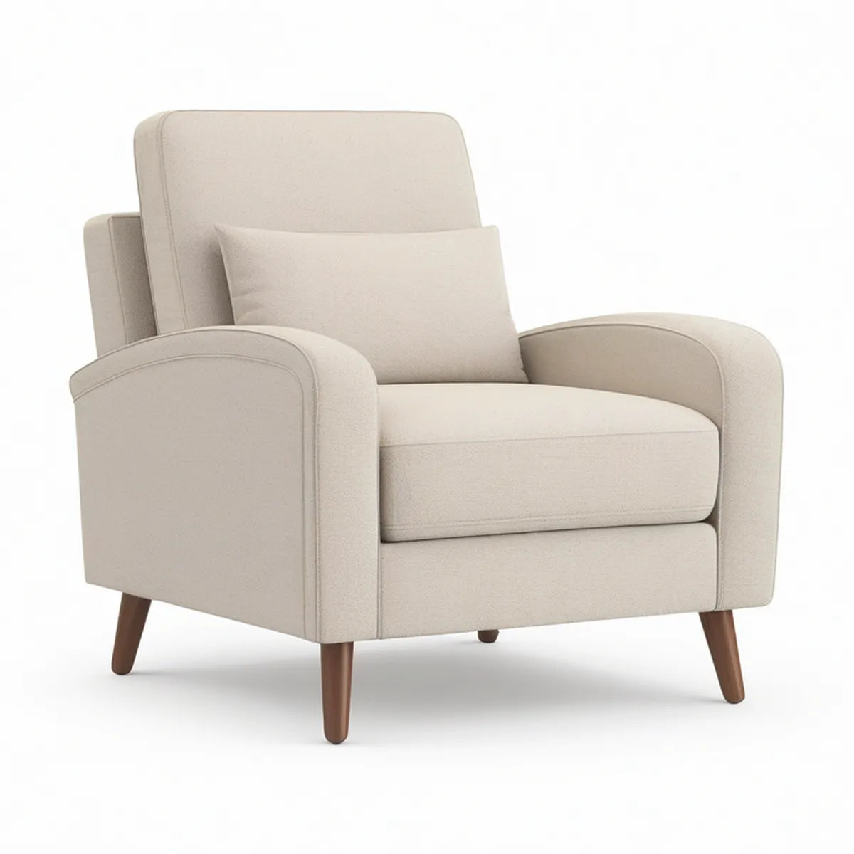 Polstersessel aus Polyester mit Rückenkissen, Beige/Braun, 86 x 84 x 92 cm
