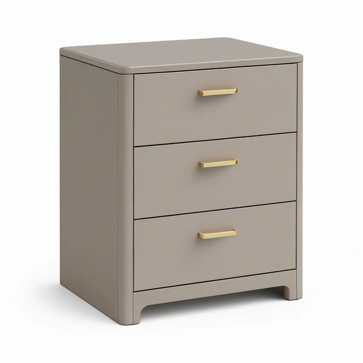 Nachttisch mit 3 Schubladen, Taupe/Gold, 45 x 40 x 65 cm